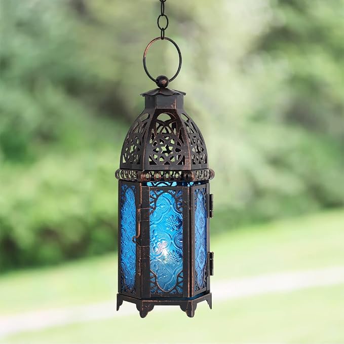 NEEDOMO Hanging Moroccan Lantern, Metal Lanterns Decorative Indoor Outdoor - Image 8