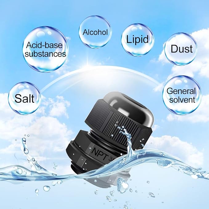 AIRIC 3/8" NPT Cable Glands Waterproof Connector Strain Relief Cord Grips | 12 - Image 5