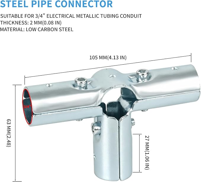 4 Way T Pipe Clamp Connector Tee Fittings - Image 2
