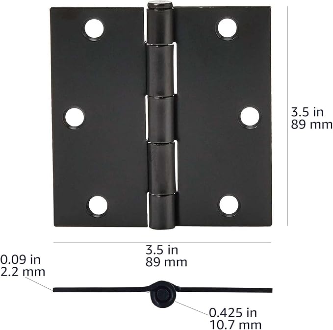 Amazon Basics Interior Door Hinges, 3.5 x 3.5 Inch, Matte Black - Image 5