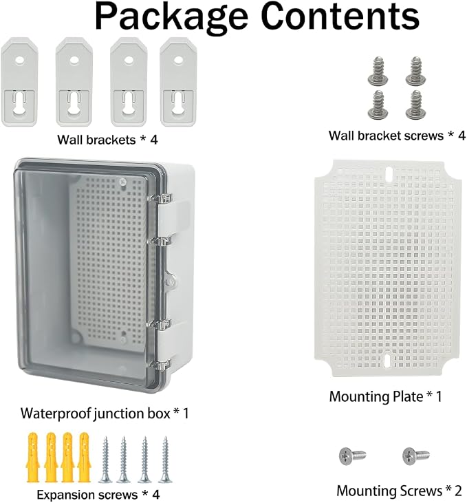 Junction Box, Hinged Grey Clear Cover IP67 Waterproof ABS Project Box - Image 7