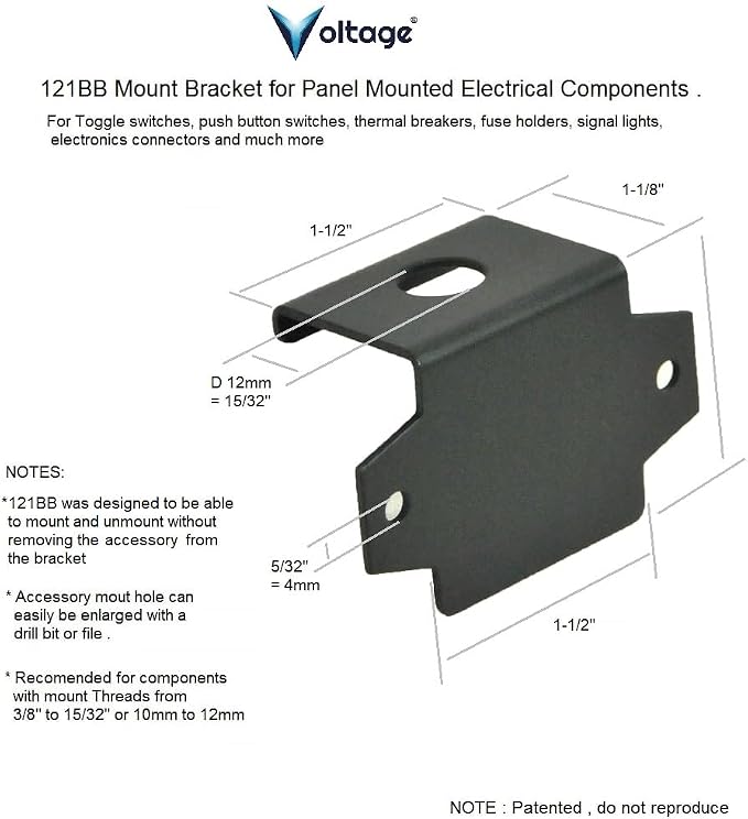 Bracket for Panel Mount Electrical Components Like Push Button Circuit Breaker - Image 2