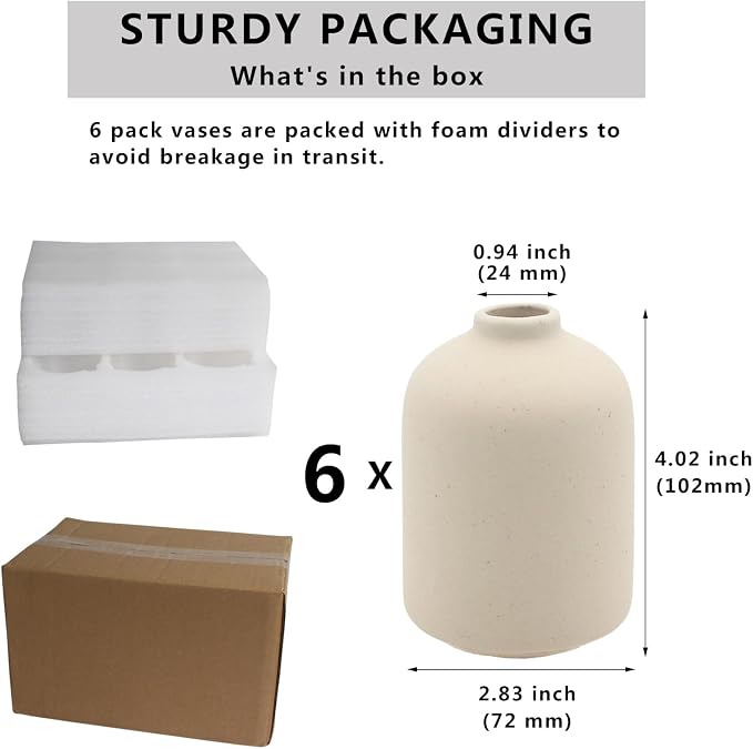YANLING 6 Pack Small Boho Vase for Flowers Home Decor, Ceramic Vases | for - Image 2