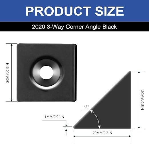 12pcs 2020 2-Way Corner Angle Bracket Connector 2020 Extrusion Hardware T-Slot - Image 2