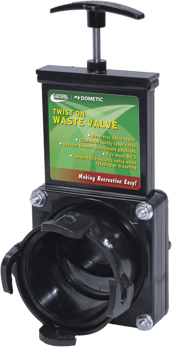 Valterra T58 Twist-On Waste Valve, Mess-Free Waste Valve by Valterra