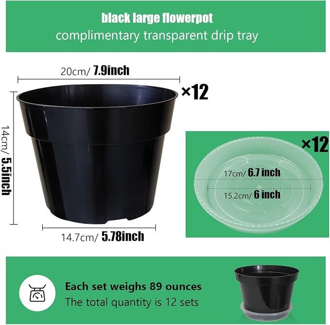 RooTrimmer 12 Pack Plant Pots, 8 Inch Plant Planter - Image 2