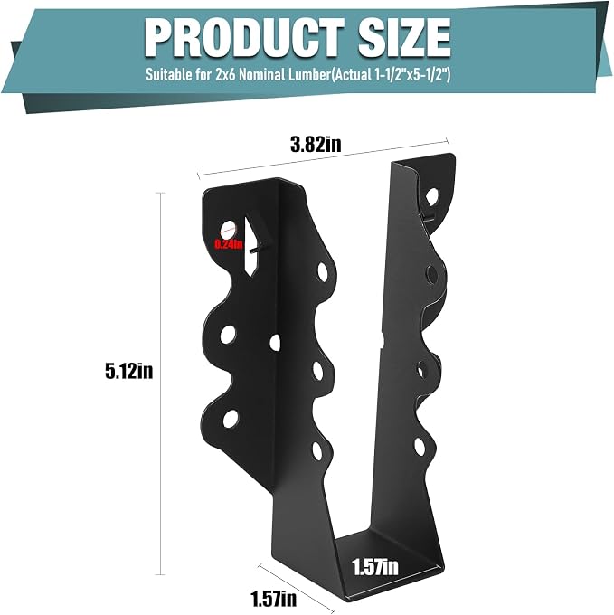 24PCS 2x6 Joist Hanger, Joist Bracket, Hurricane Ties - Image 3