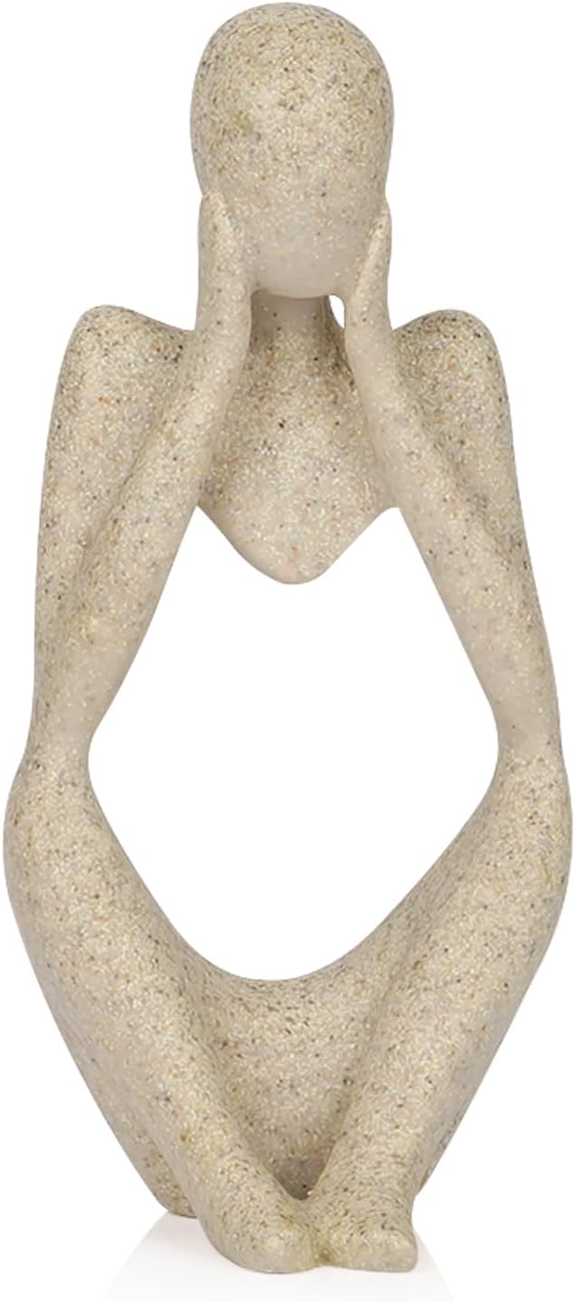 Sandstone Resin Thinker Statue Style Abstract Sculpture, Focus | Small Statue by Ozzptuu