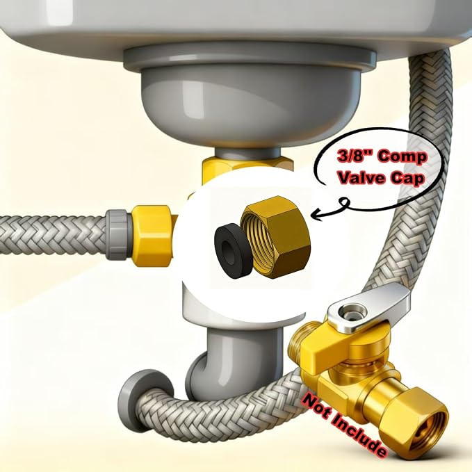 Brass 3/8'' Compression valve Cap Fitting - Image 4
