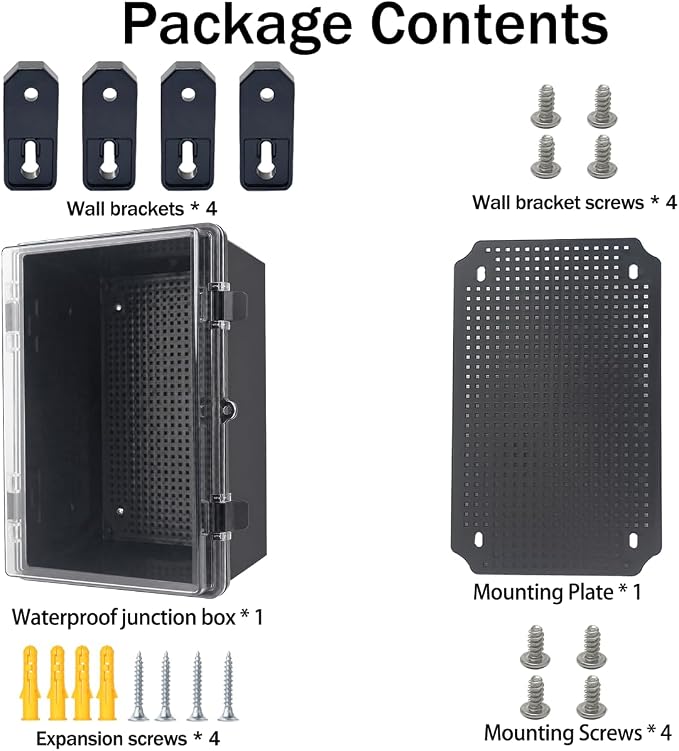 Junction Box, Hinged Black Clear Cover IP67 Waterproof ABS Project Box - Image 6