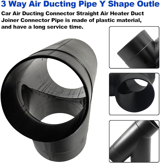 Y Fitting, 3 inch 75mm 3 Way Ducting Pipe Y Shape Outlet Connector Duct Pipe - Image 4