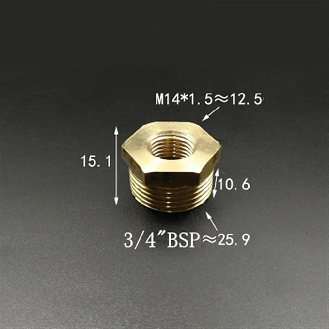 5PCS Brass Reducer Bushing M10 M14 M20 Metric Male to Female Thread Reducing - Image 2