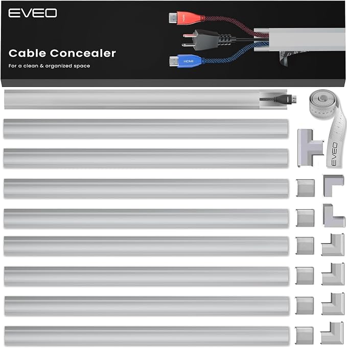 Cord Covers for Wires on Wall - 150in Cable Management Cable Hider - Cord by EVEO