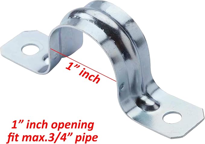 Wideskall® 1" inch Heavy Duty Pipe Tube Conduit Steel Hanger U Strap Clamps - Image 2