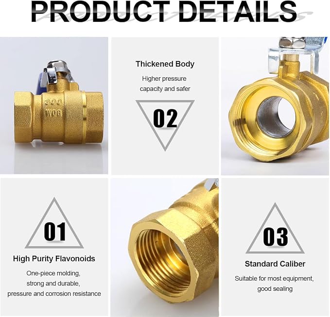 2 Pack 3/4" Full Port Ball Valve Brass, 3/4 Inch NPT Brass Valve, 3/4" Female x - Image 5