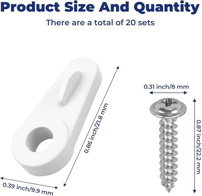 20 Pack Window Screen Clips PL 7909 White Plastic Window Screen Holder Clip | - Image 2