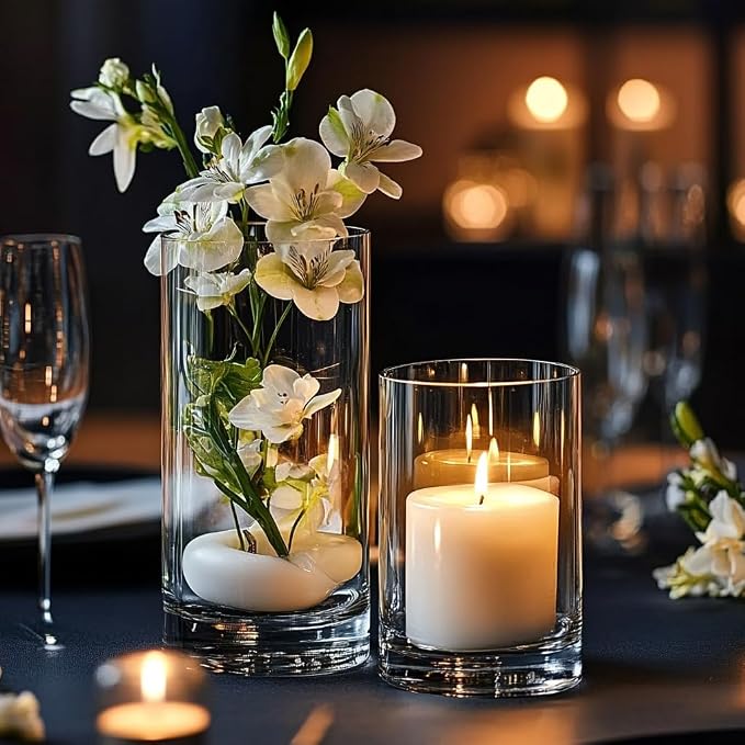 Glass Cylinder Vase Set of 18 for Centerpieces, 6 inch Tall Clear Vase Floating - Image 5