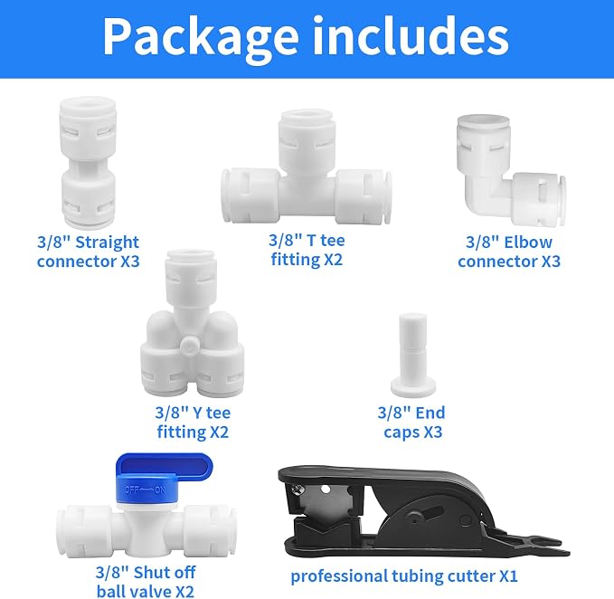 3/8" Quick Connect Push-to-Connect Water Line Fittings Kit | - Image 2
