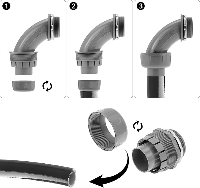QWORK Liquid Tight Connector, 1-1/2 inch PVC Flexible Conduit Connector - Image 5