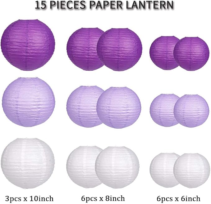 Paper Lanterns Decorative, Round Hanging Paper Lanterns Decorations - Image 2