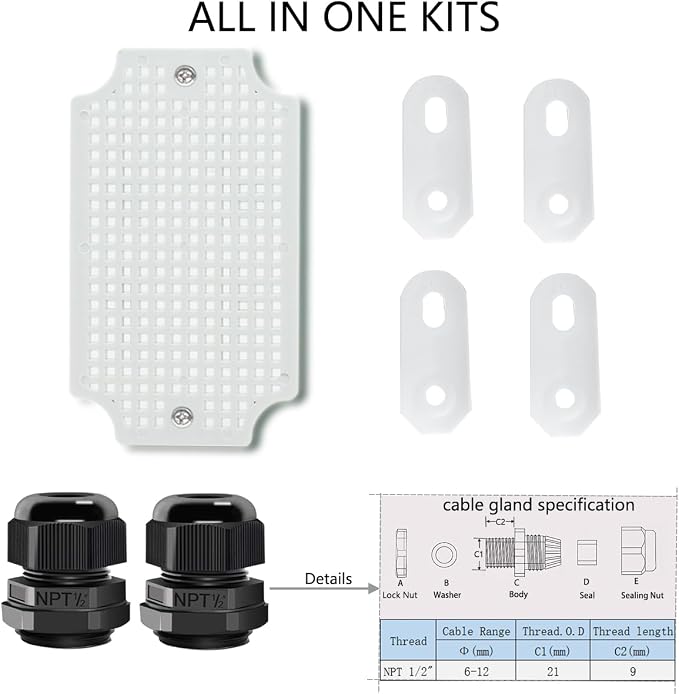 Junction Box, Hinged Clear Cover IP67 Waterproof ABS Project Box - Image 6