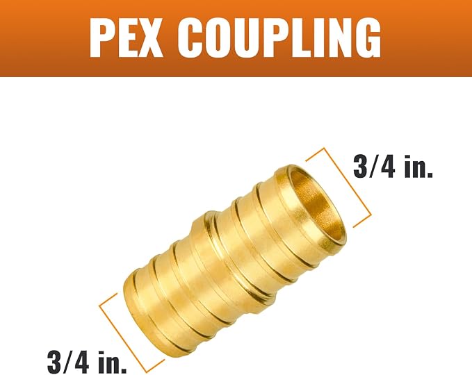 5-Pack 3/4 Inch PEX Coupling Fittings | Brass - Image 2