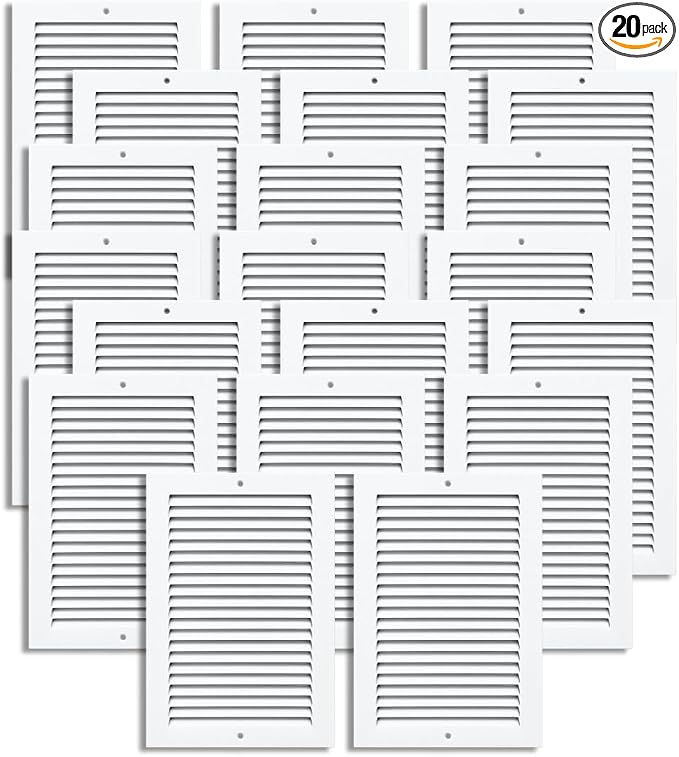 4x10 Air Return Vent Cover, Solid Steel White, 20 Pack by SierraGrates