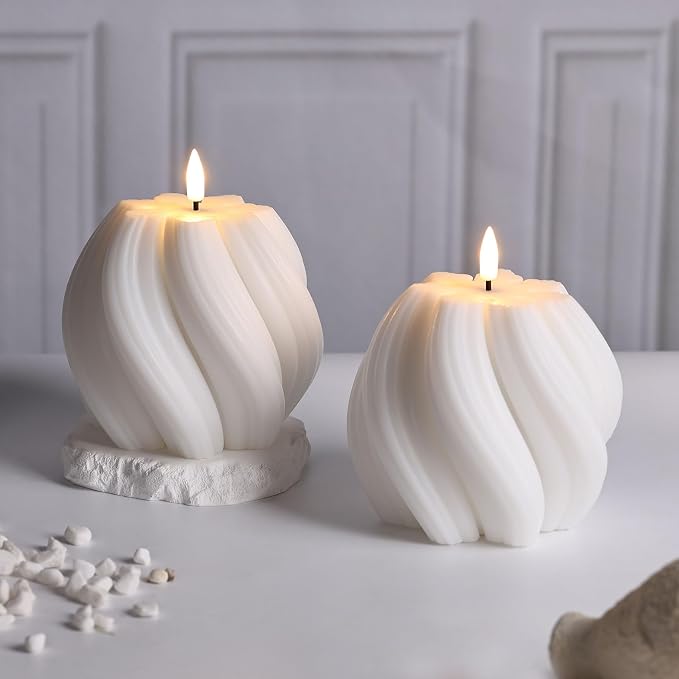 White Swirl Flameless Candle - Image 6