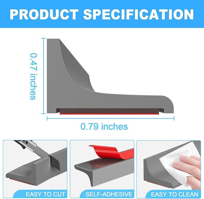 Duzzy 98 Inch Shower Threshold Water Dam Guard, Silicone Rubber Shower Door - Image 2