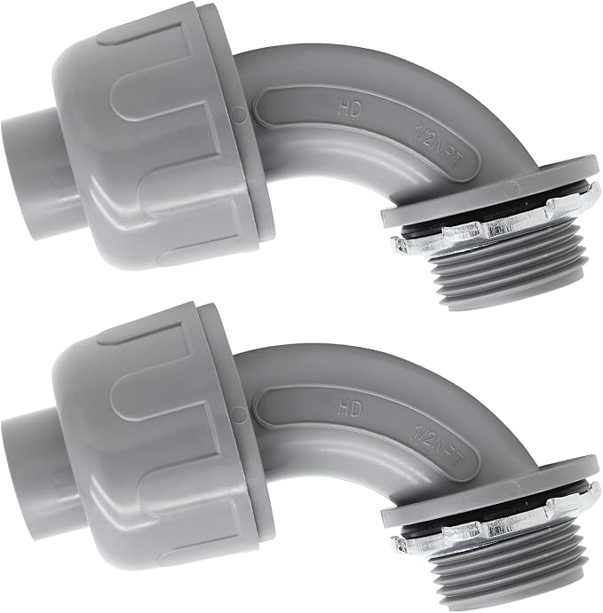 2Pcs 1/2" NPT Liquid-Tight Connector, 90-Degree | Electrical Conduit Connector by LifCratms