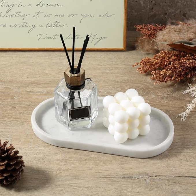 Natural White Marble Tray for Home Decor, Catchall Tray for Perfume - Image 5