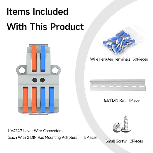 5Pcs Lever Wire Connectors, 2 in 4 Out, 4-2.5 mm² | 4-2.5 mm² Quick Wiring DIN - Image 3