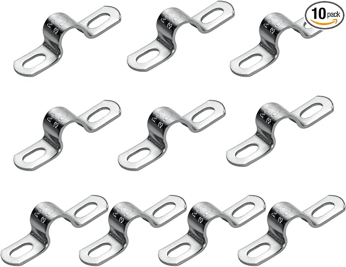 10 PCS 10mm Heavy Duty 2 Hole U-Tube Strap Clamp, Stainless Steel-304 Rigid by Choosewhatyouneed