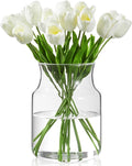 Clear Glass Vase, Large Flower Vase, 8-inch Glass Flower Vase by BWODYAY