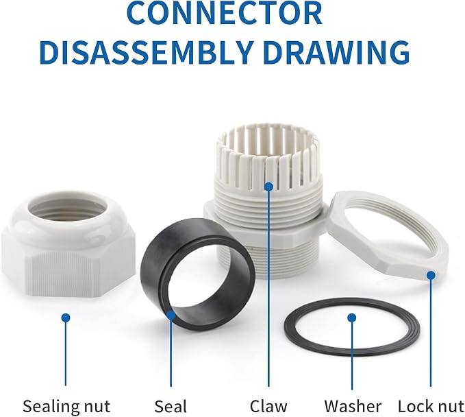 Cable Gland Waterproof, LISTENJIALE 50 pcs Adjustable 3-16mm Waterproof Cable - Image 3