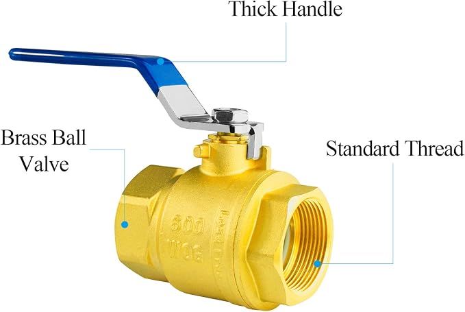 WiseWater 2" NPT Full Port Brass Ball Valve, UPC Certified, 600 WOG, Plumbing - Image 4