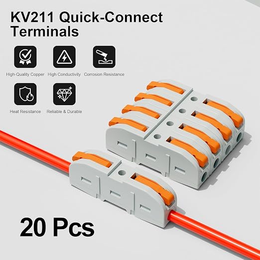 20Pcs Lever Wire Connectors, 1 Conductor | 1 Conductor Splicing Compact - Image 2
