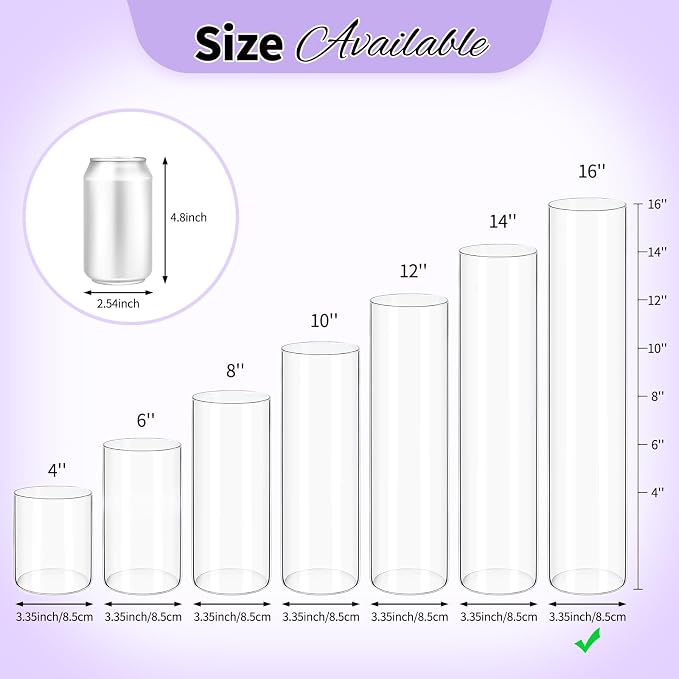12Pack Glass Cylinder Vases for Centerpieces - Image 3