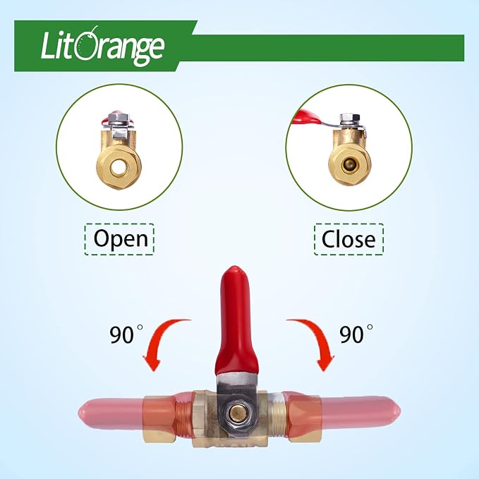 4 Pcs Lead-Free Brass Mini Ball Valve Shut Off Switch, 1/4 inch Compression | - Image 4