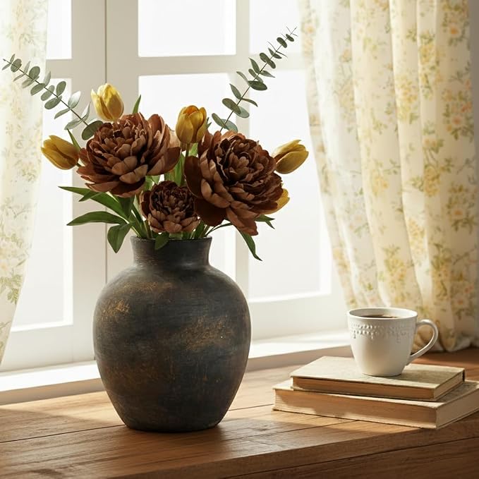 SIDUCAL Ceramic Decorative Flower Vase | 6 Inch Pottery Rustic Farmhouse | Boho - Image 7