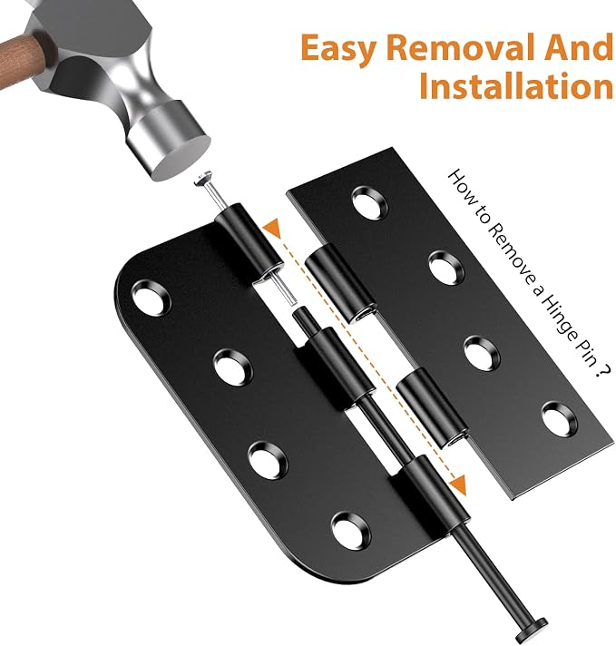 24 Pack Matte Black Door Hinges 4 Inch, Heavy Duty Exterior Hinges - Image 4