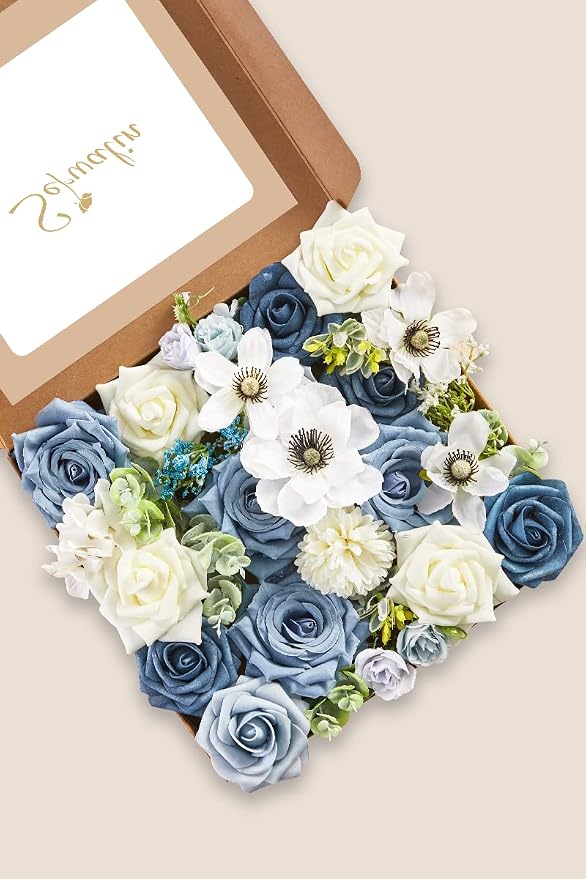 Serwalin Dusty Blue Artificial Flowers Silk Flowers - Image 9