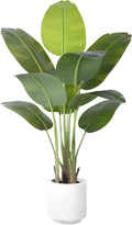 Artificial Bird of Paradise Plant 4Ft Tall Fake Tropical Palm Tree Large Fake by ZEEOZE