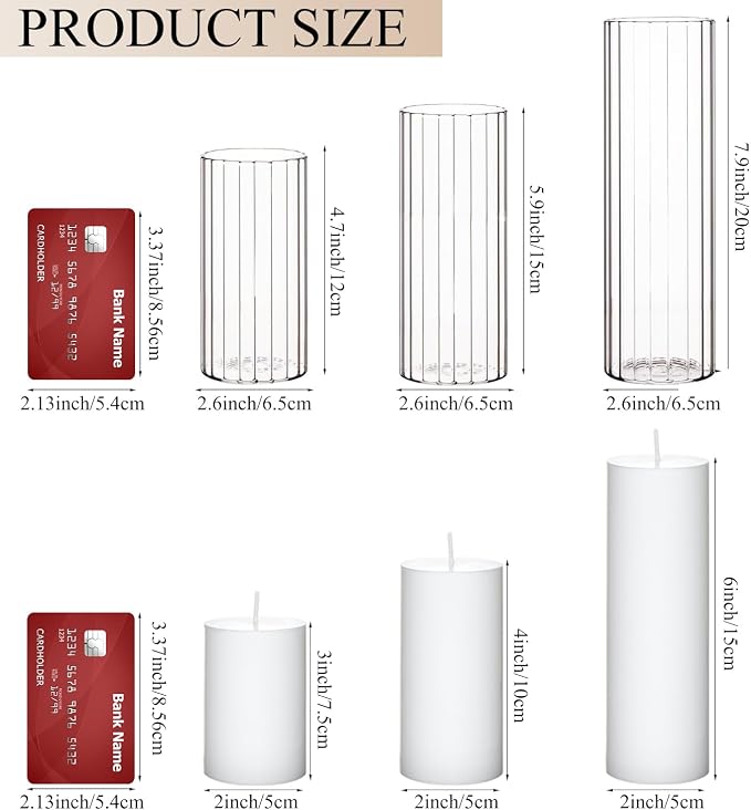 Set of 6 White Pillar Candles - Image 2