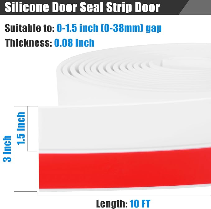 Draft Seal Tape for Doors and Windows 3 in x 10 Ft Silicone Weather Stripping - Image 2