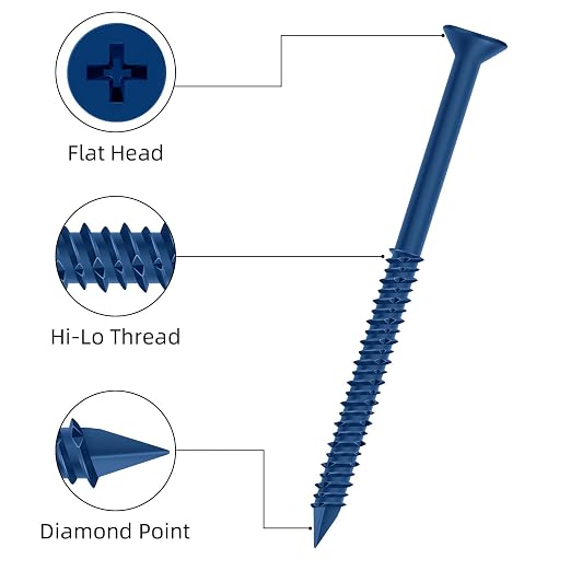 1/4" x 3-1/2" Concrete Screw Anchor Blue Flat Head Screws - Image 4