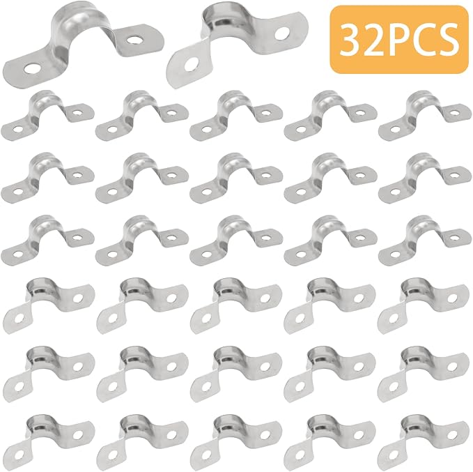 32Pcs 12mm / 1/2" Stainless Steel U Bracket Pipe Clamps | Conduit Clamps - Image 3