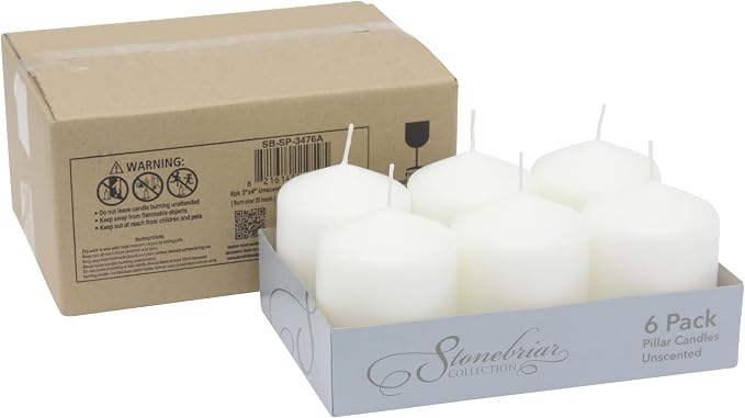 Stonebriar Unscented White Tall Pillar Candles, 35 Hour Burning Candle Pillars - Image 2