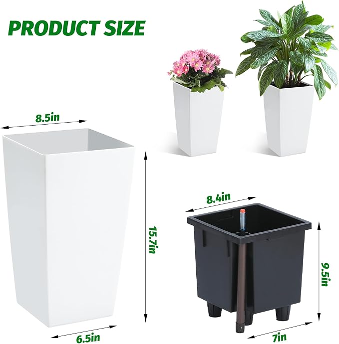 Garvee 16" Tall Planters Set of 2, Outdoor＆Indoor Planter Pots - Image 5