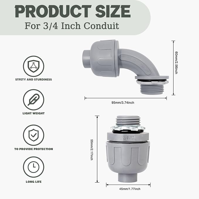 30 Pack 3/4 Inch Liquid Tight Connectors - Image 2